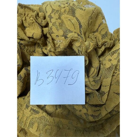 H.I.P. Y2K Vintage Camisole Top Mustard Yellow Dark Lace Boho Fairy Grunge Sz M - Picture 8 of 8